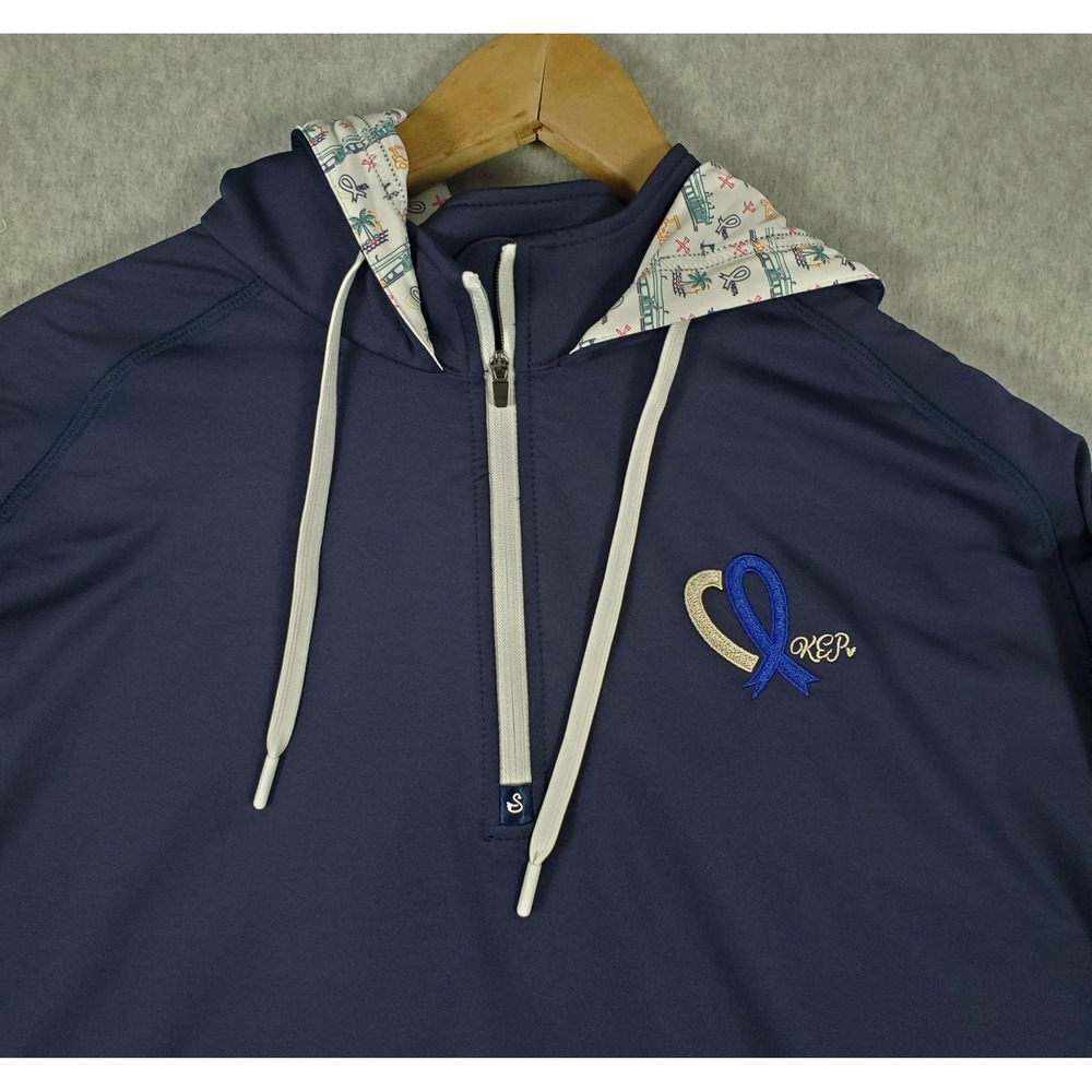 Swannies Hoodie Mens XL Blue 1/4 Zip Lightweight Stretch Golf Pullover Top - Picture 3 of 13